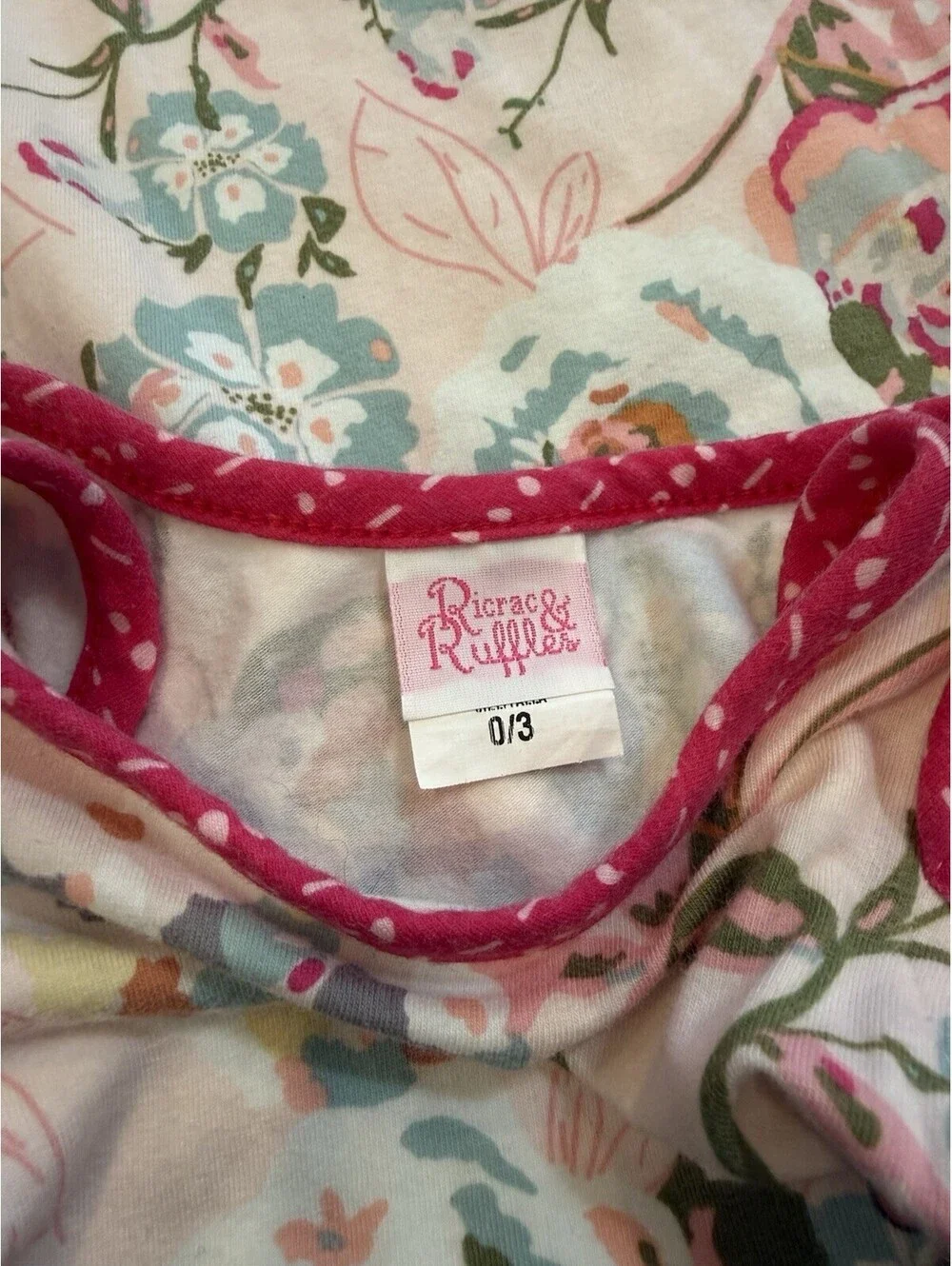 Ricrac and Ruffles Jumper Girls Baby 0-3 Month Floral Ruffle Pink